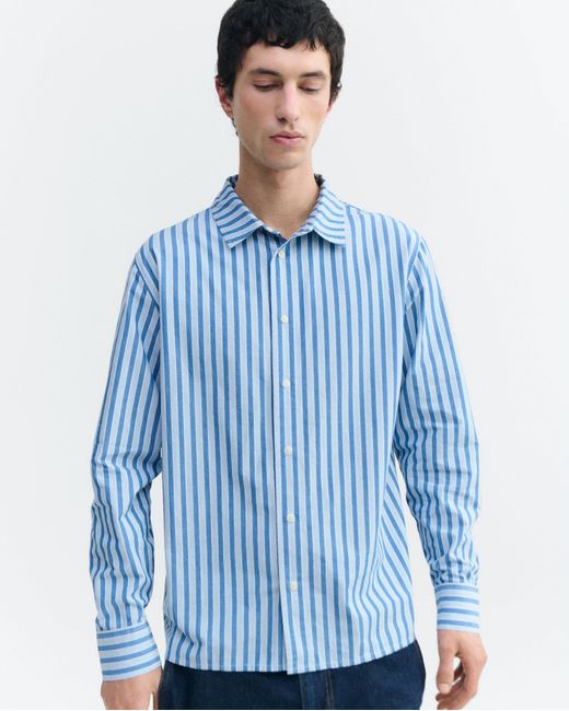 Thinking Mu Blue Jimbo Striped Shirt for men
