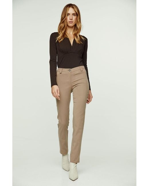 Conquista Gray Camel Fitted Full Length Pants