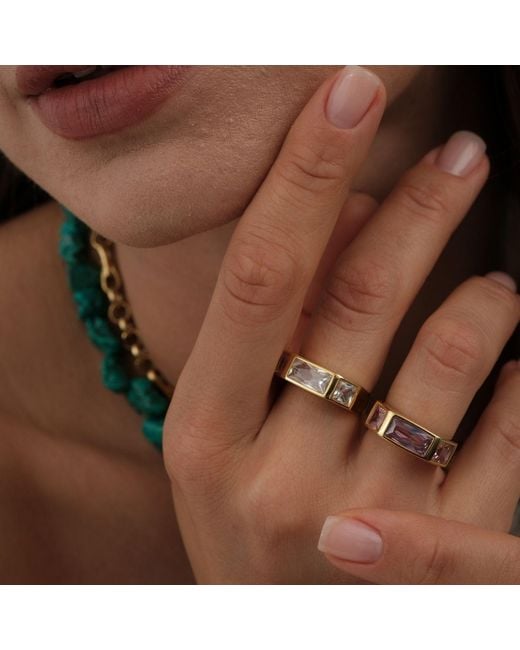 LINYA JEWELLERY Metallic Vega Crystal Stone Ring