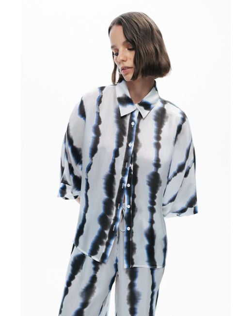 Nocturne Blue Flowy Tie-Dye Patterned Shirt