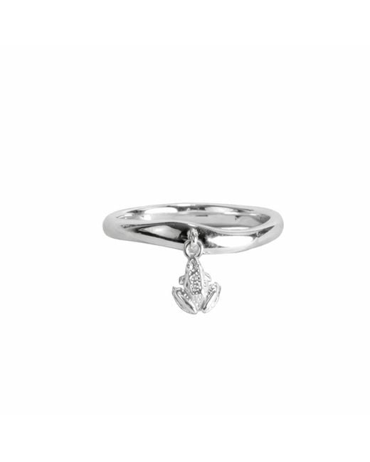 NASI SILVER White Leaping Frog Dangling Ring