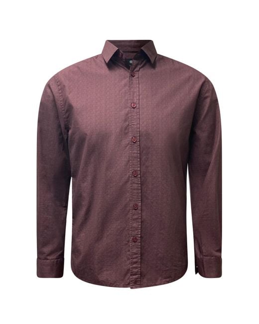 Vustra Purple Maple Grove Print Button-Down Shirt for men