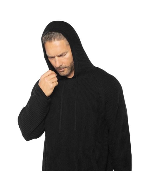 Weston Jon Boucher Black Dune Ottoman Knit Luxury Hoodie With Silk & Wool for men