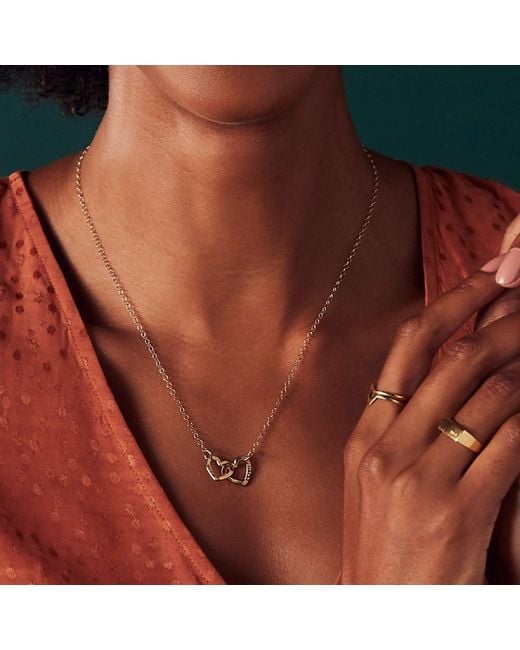 Posh Totty Designs Metallic Yellow Gold Plated Double Heart Necklace