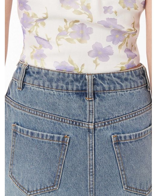 Sour Figs Blue Split Maxi Denim Skirt