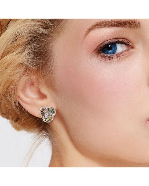 Artisan Metallic Colored Diamond Cluster Earrings