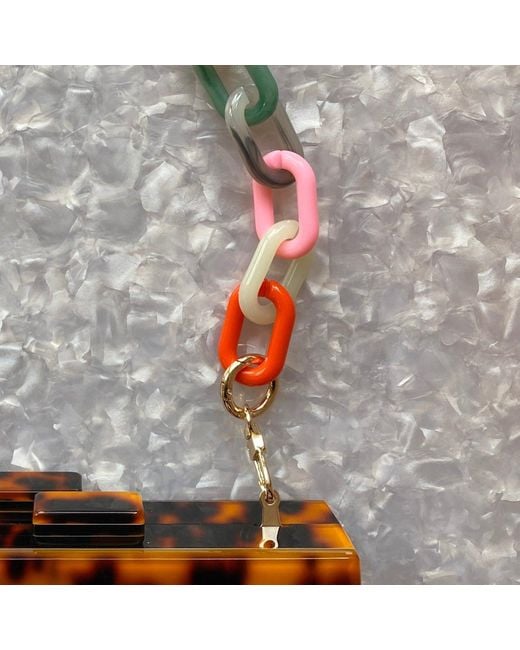 CLOSET REHAB White Chain Link Short Acrylic Purse Strap In Light Multicolor