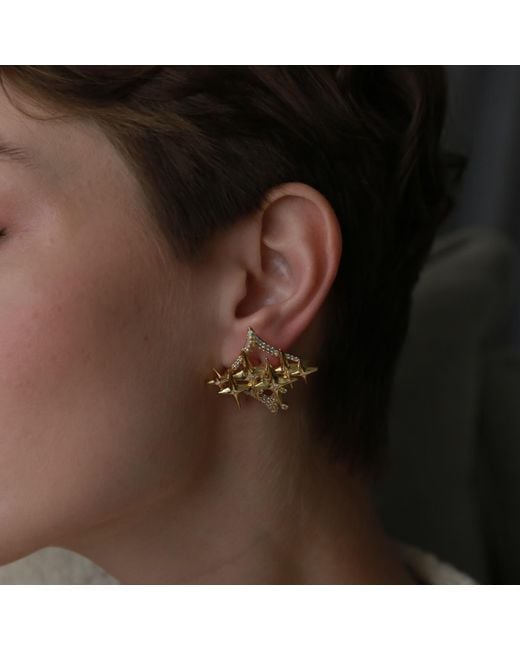 Retro Chic Metallic Golden Starry Earrings