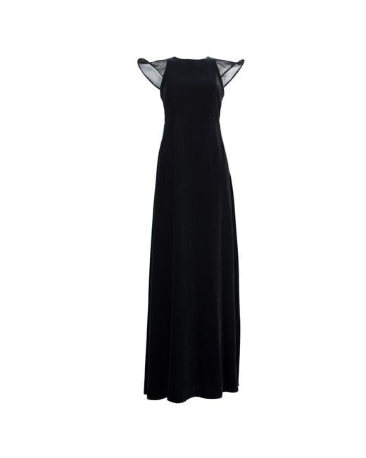 Laura Daili Black Velvet Angel Sleeve Gown