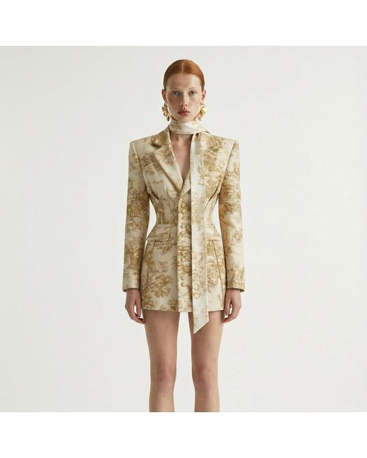 La Musa Natural Versailles Mini — Sculpted Toile Blazer Dress