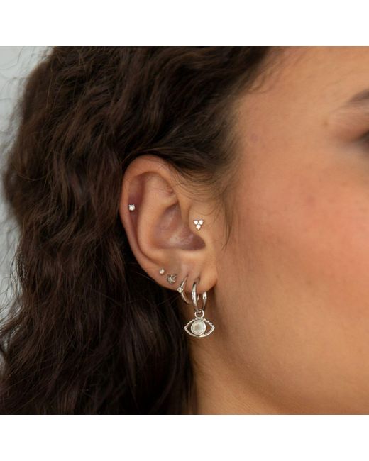 Zohreh White Diamond Solitaire Flat Back Earring 14K
