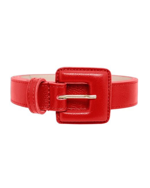 BeltBe Red Mini Square Narrow Leather Belt