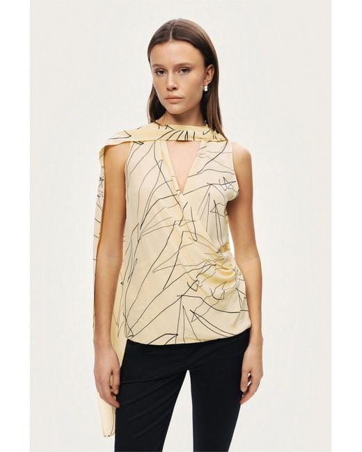 Nocturne Yellow Shawl Detail Blouse
