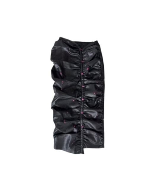 Circular Path Black X Wren + Glory Ruched Vegan Leather Skirt