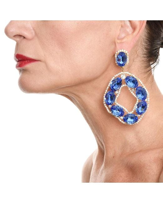Addicted Blue Vega Dangle Earrings With Crystals Plated