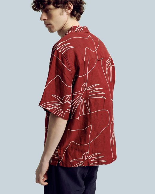Far Afield Red Veloso Palm Embroidery Shirt for men