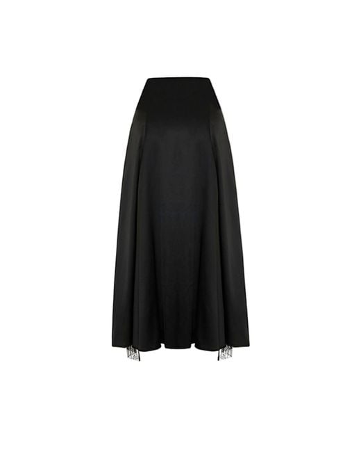 Pcfg Black The Party Edit Slit Lace Panel Satin Maxi Skirt