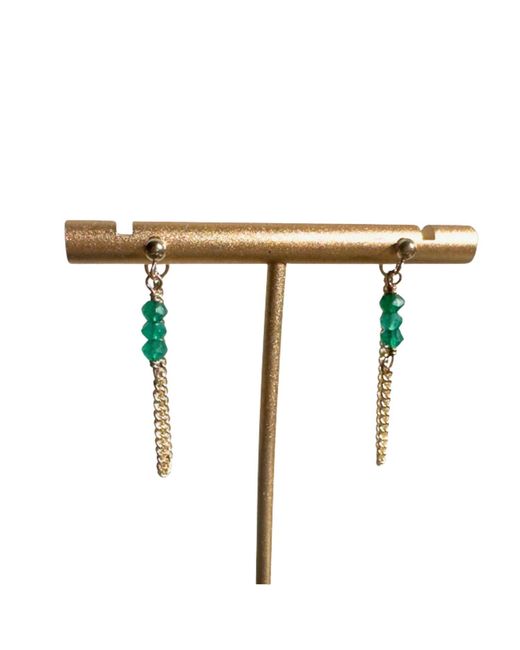 Rachel Nathan Multicolor Post Chalcedony & Chain Earrings
