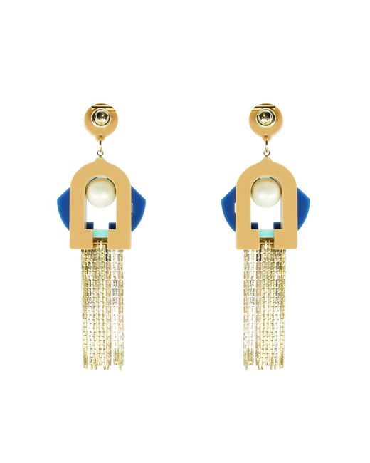 Gissa Bicalho Blue Neutrals Acrylic Handmade Earring Maya Nude