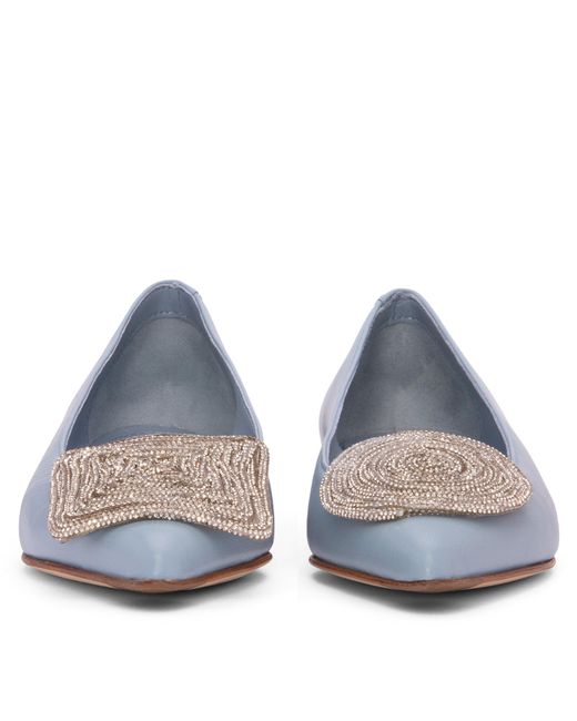 Beautiisoles by Robyn Shreiber Made in Italy Blue Bonnie Baby Leather Work Evening Sexy Comfortable Flat Ballerina