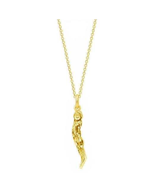 Unaloe Metallic Plated Sterling Blindfold Goddess Italian Horn Pendant Necklace