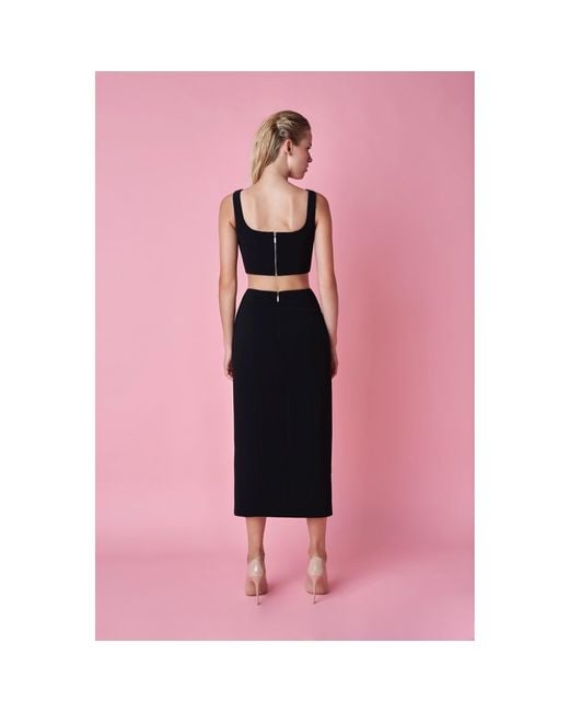 Nomi Fame Blue Noara Midi Front Slit Skirt Set