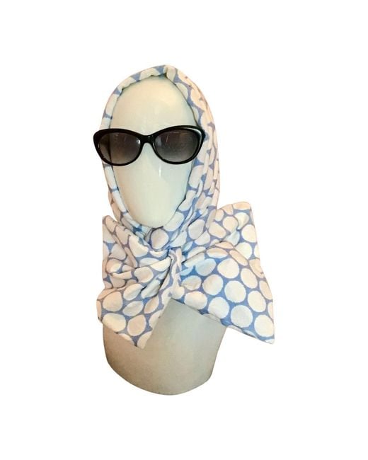 Romer Millinery Blue Twisturban Turban Cotton Matelassé With Dots