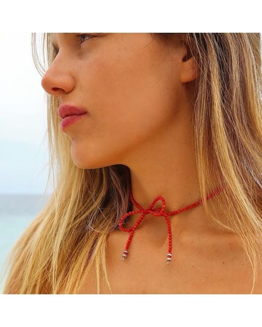 Mineralgems•Studio Red Coral Bow Necklace