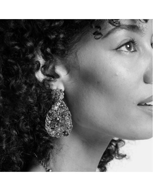 Lavish by Tricia Milaneze Metallic Neutrals Clear & Aurora Handmade Crochet Earrings