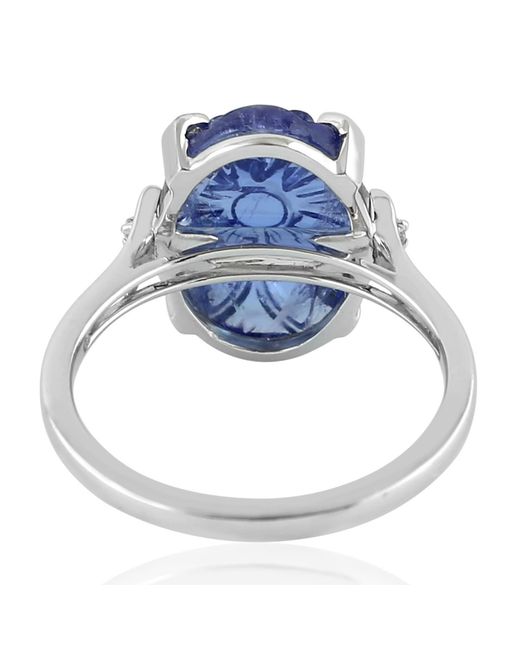 Artisan Blue 18K Carved Tanzanite & Diamond Statement Ring