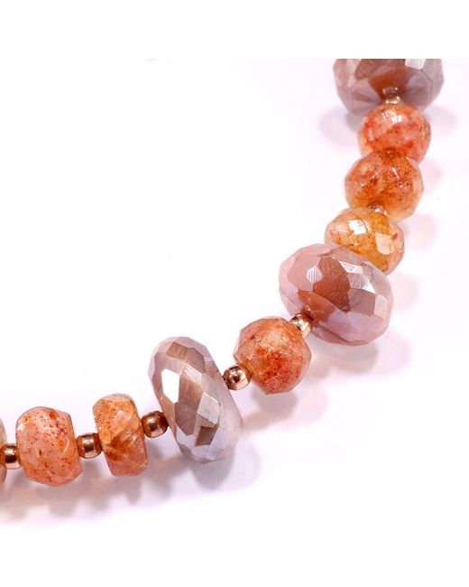 Mineralgems•Studio Pink Rose Sunstone And Moonstone Bracelet