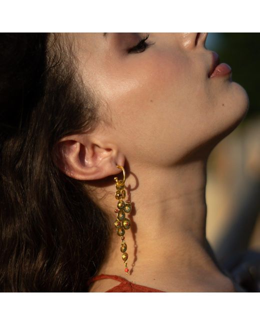 Ebru Jewelry Metallic Golden Aura Coral Dangle Earrings