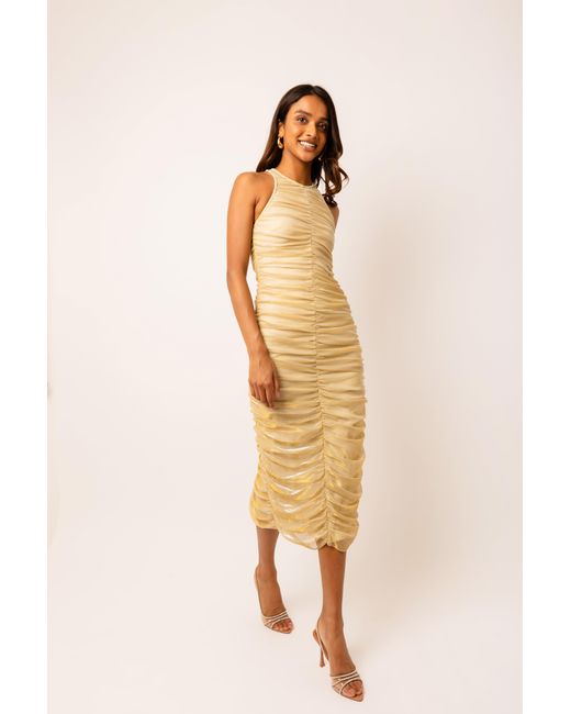 Amy Lynn White Lottie Ruche Midi Dress