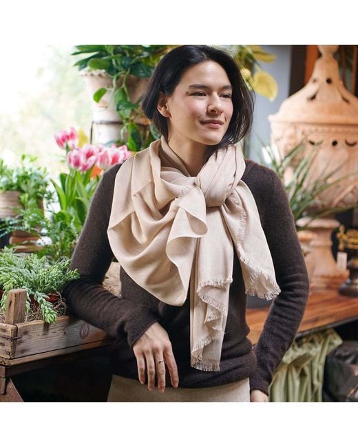 Variously Natural Oat Neutral Hand Woven Soft Linen Silk Scarf