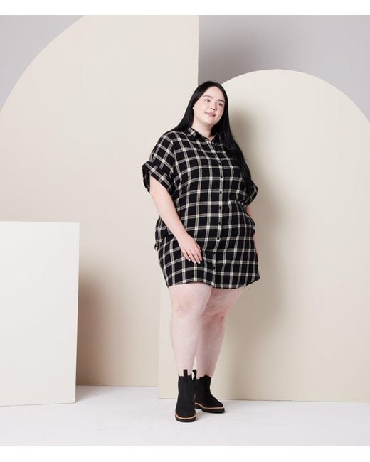 Known Supply Black Flannel Shirt Dress