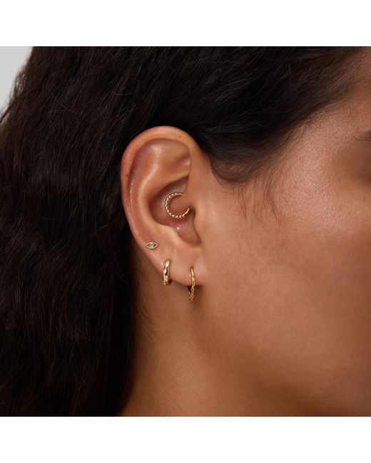 Vanhi Metallic 14K Solid Lab-Grown Diamond Evil Eye Flat Back Stud