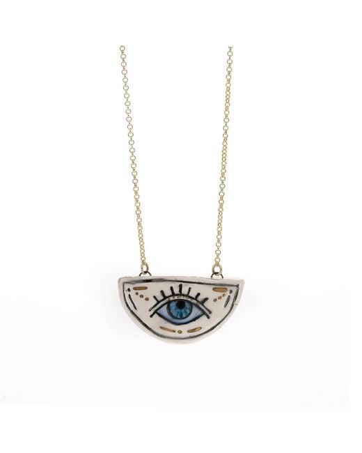 Ebru Jewelry Pink Watchful Eye Magical Norse Runes Symbol Necklace