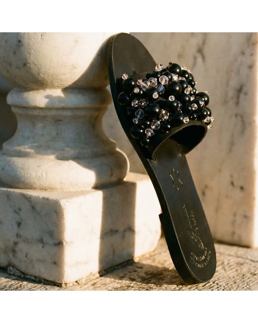 Sibylla Delphica Green Jeweled Leather Sandals Full Of Crystals Hermia