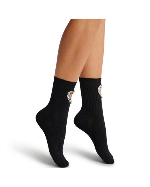 HIGH HEEL JUNGLE by KATHRYN EISMAN Black Gem Crystal Heart Sock