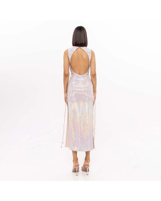 Nissa Multicolor Holographic-Effect Midi Dress Multicolour