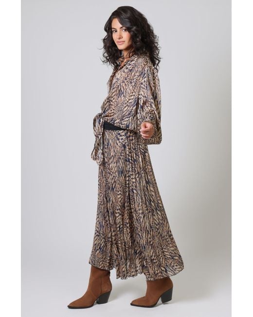 Traffic People Brown A Little Breeze Animal Print Tremors Tie Shirt