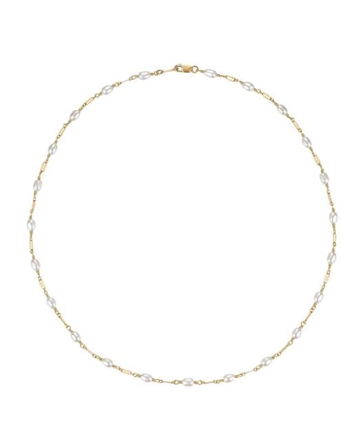 Katy Faye Metallic Michelle Rice Pearl Necklace