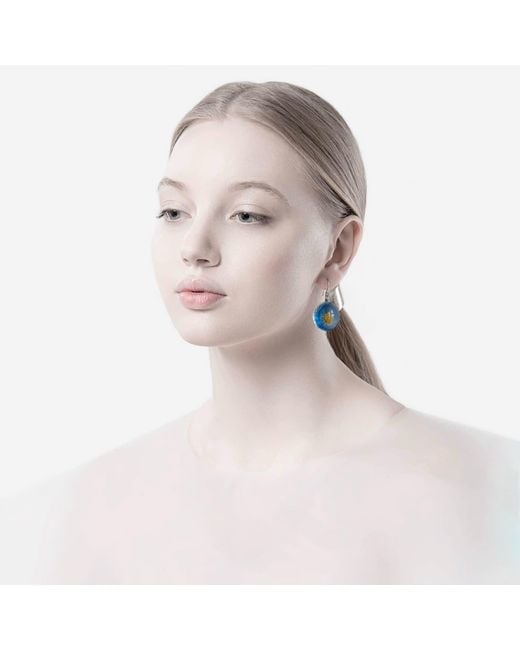 Laura Daili Blue Chamomile Sky Glass Earrings