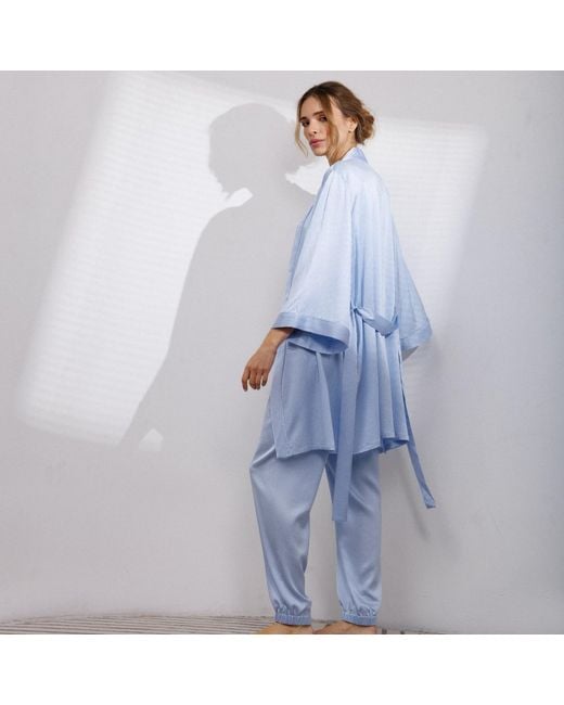 Vimissia Blue Bubble Silk Short Robe