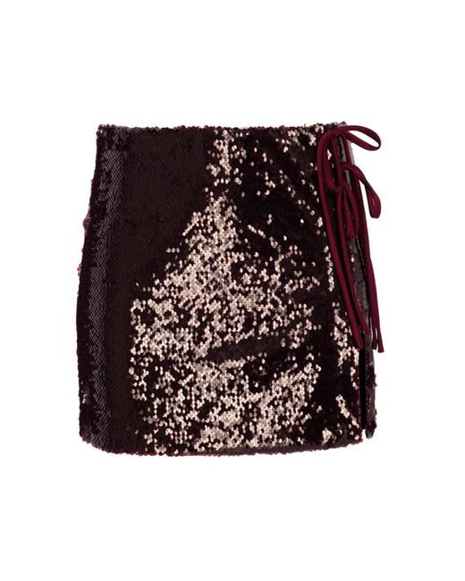Herfetch Purple Neutrals Mini Bling Bling Skirt-Burgundy