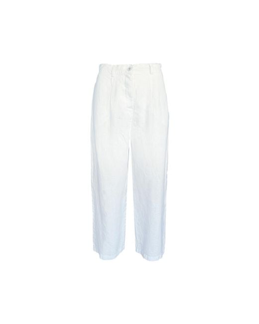 Haris Cotton White Linen Pants With Pleats