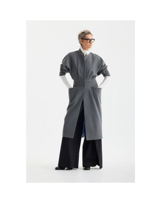 Julia Allert Gray Architectural Wool-Effect Coat With Large Pockets