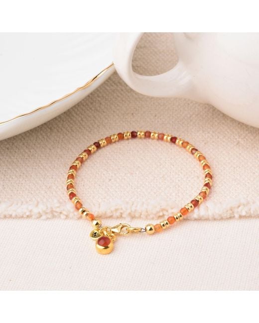 Nellou Jewellery Brown Linear July Birthstone Bracelet Carnelian Sterling