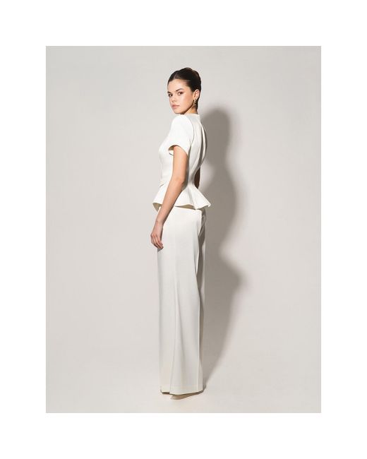 Tia Dorraine White Romantic Glow Short Sleeves Blazer & Trousers Set
