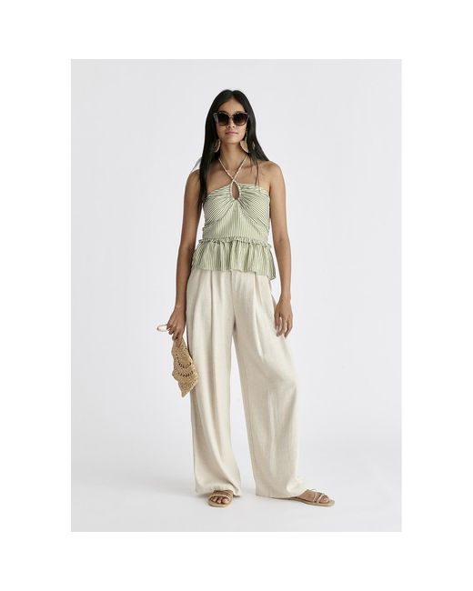 Paisie White Halterneck Peplum Top